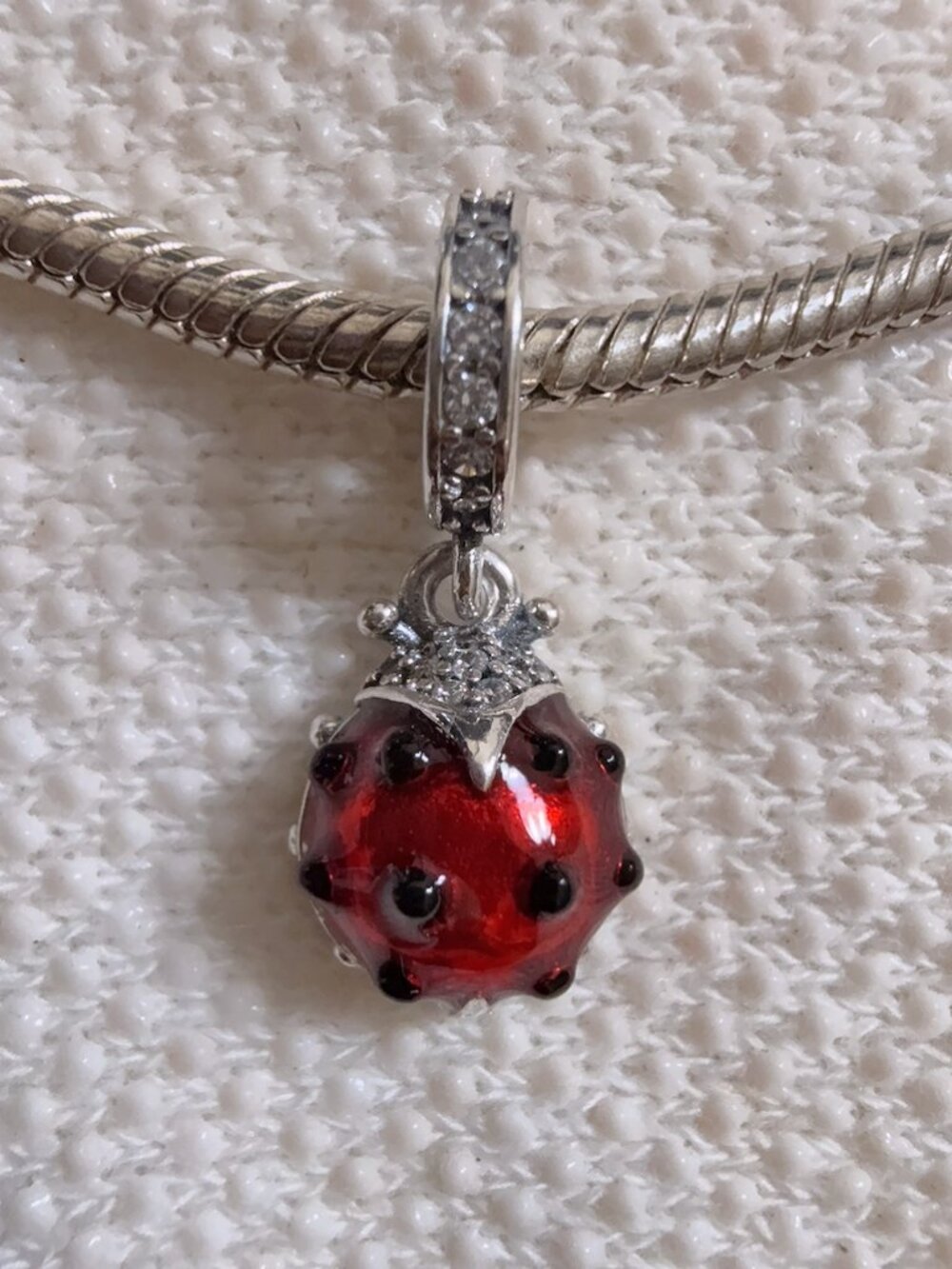 Red Ladybug Dangle Charm S925 Silver Charm For Pandora Bracelet Necklace